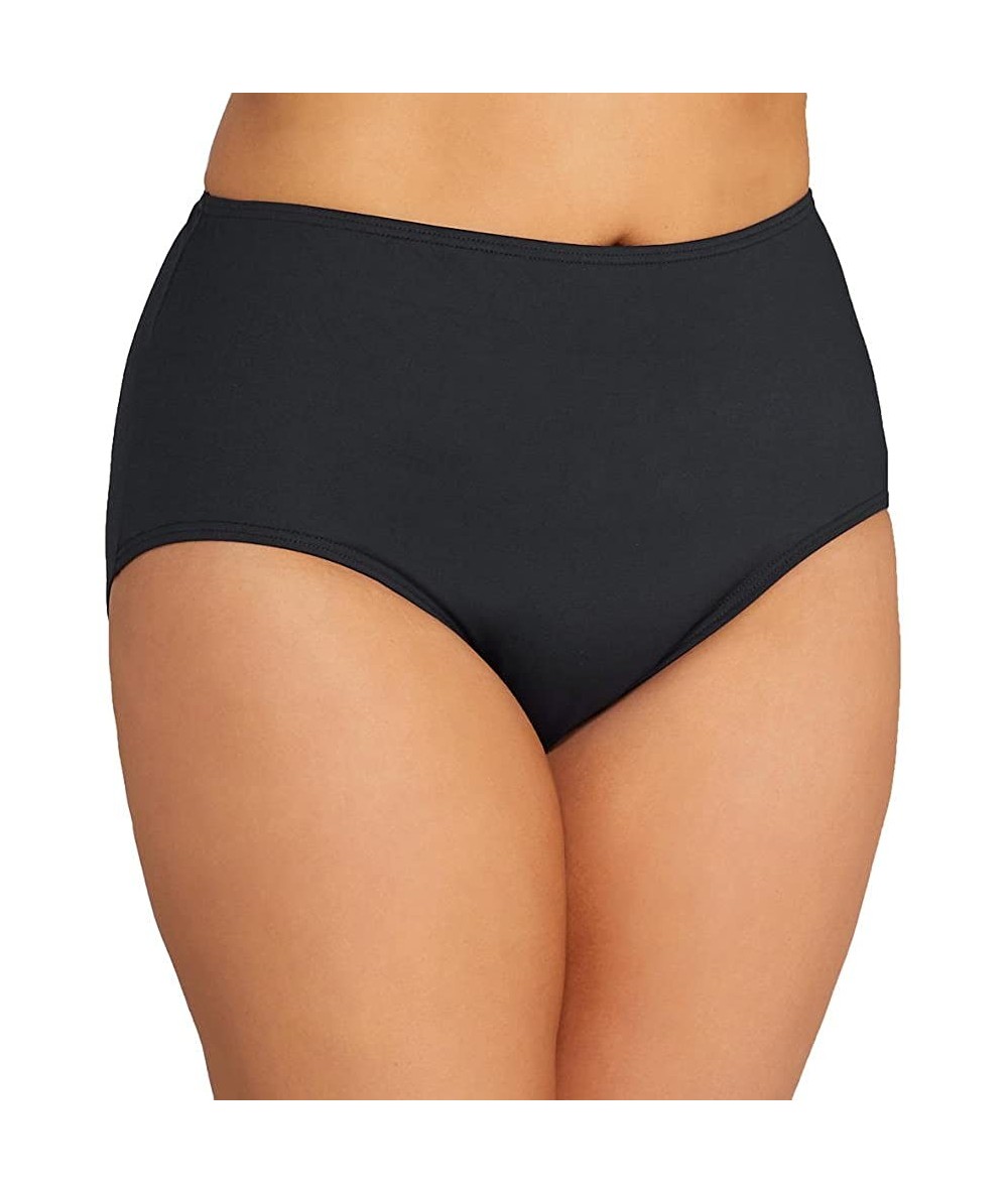 Bottoms Women's Plus Size High Waist Bikini Bottom Swimsuit - Castaway Black - CG12O5992Y0 $51.15