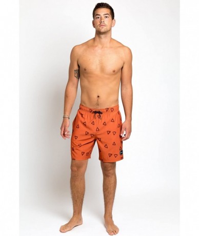 Trunks Nomad Swim Trunks Recylced Men's Quick Dry 4 Way Stretch 18" Swimsuit - Rust - C518EY0S0I7 $62.54