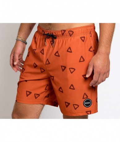 Trunks Nomad Swim Trunks Recylced Men's Quick Dry 4 Way Stretch 18" Swimsuit - Rust - C518EY0S0I7 $62.54