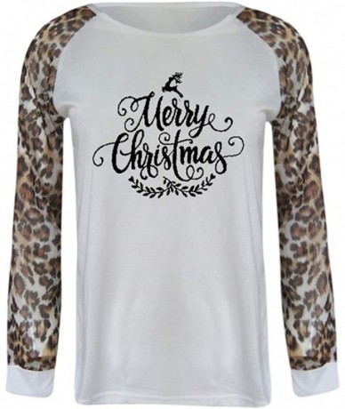 Tops Festival Christmas Womens Reindeer Blouses T-Shirt Xmas Long Sleeve Tops - C-white - C7192K7WY6D $22.77