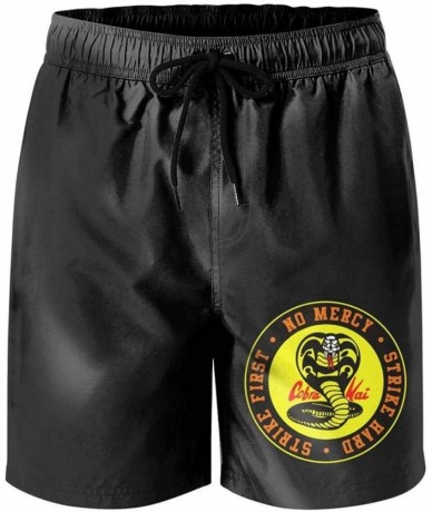 Trunks Black Los-Angeles-Cobra-Kai-Logo-Mens Swim Shorts Custom Funny Shorts for Mens - White-14 - CM18TO6DTDK $46.91