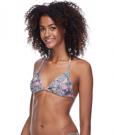 Tops Women's Kali Triangle Slider Bikini Top Swimsuit - Denim Floral Print - CS18ZQC9EAI $29.52