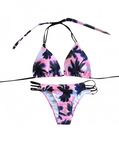 Sets Women Floral Print Bikini Set Swimming Two Piece Swimsuits Swimwear Beach Suit - Red - CW18UENEQ23 $28.27