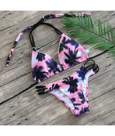 Sets Women Floral Print Bikini Set Swimming Two Piece Swimsuits Swimwear Beach Suit - Red - CW18UENEQ23 $28.27