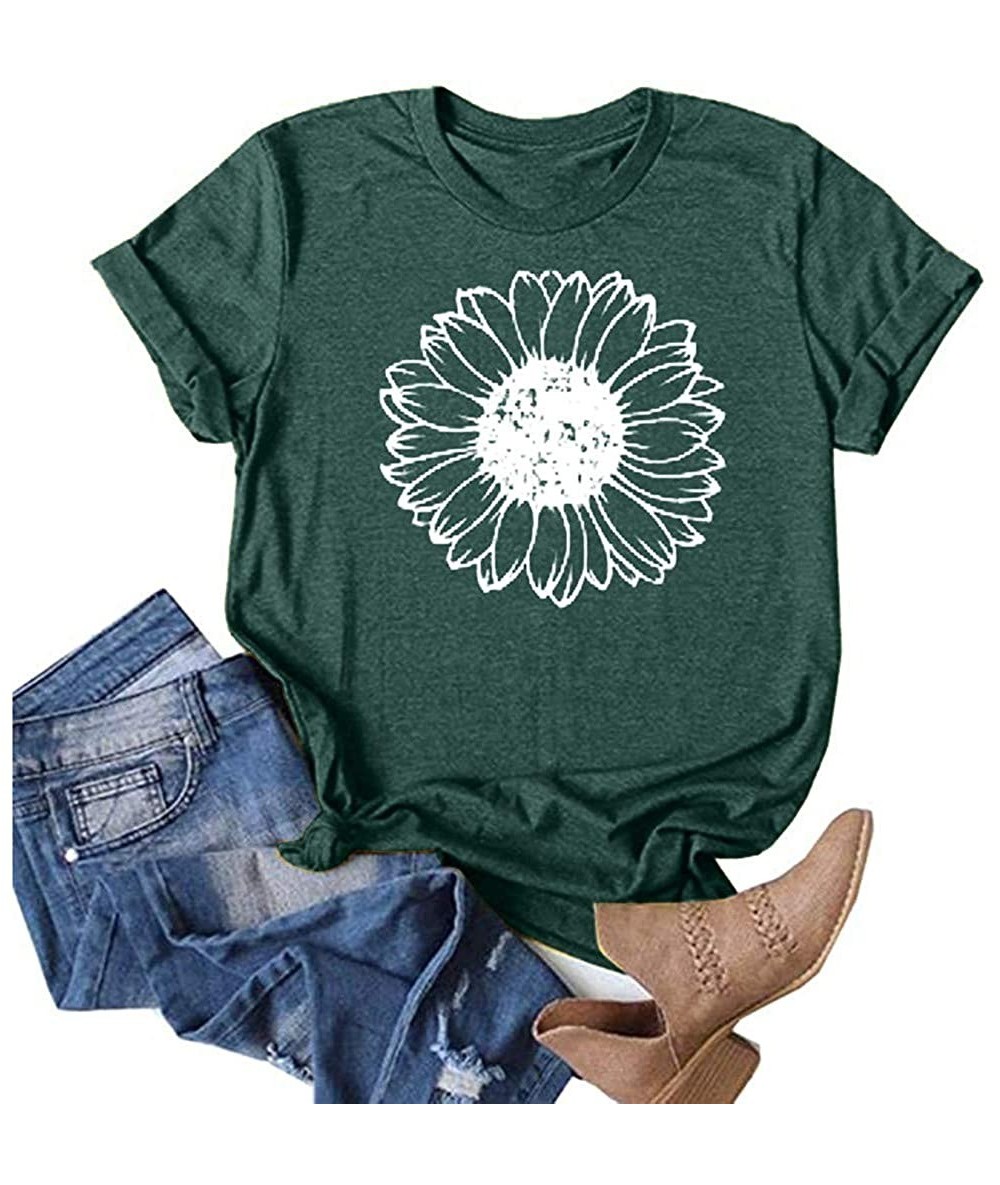 Cover-Ups T Shirts for Women Plus Size-Womens Sunflower T Shirt Summer Letter Print Short Sleeve Loose Tops Inspirational Gra...