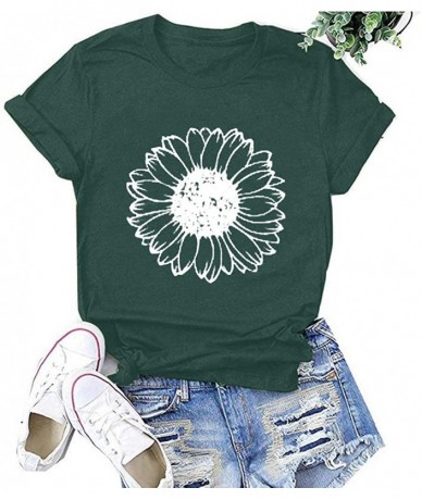 Cover-Ups T Shirts for Women Plus Size-Womens Sunflower T Shirt Summer Letter Print Short Sleeve Loose Tops Inspirational Gra...