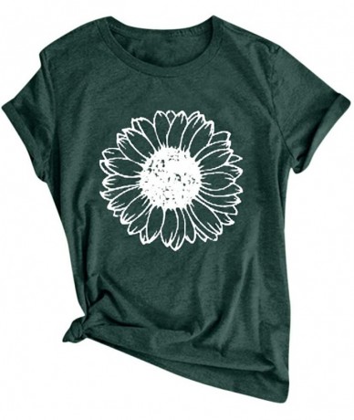 Cover-Ups T Shirts for Women Plus Size-Womens Sunflower T Shirt Summer Letter Print Short Sleeve Loose Tops Inspirational Gra...