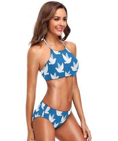 Sets Bikini Bathing Suit Womens 2 Piece Halter Neack High Waist Padded Sexy Swimsuit - Color5 - CS196YC40Y8 $46.33