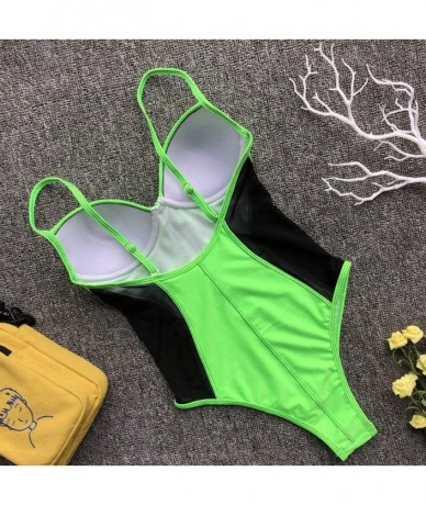 One-Pieces Women One Piece Bikini Set Swimwear Push-Up Padded Bra Suspender Swimsuit Beachwear - Green - C118S2SWGY4 $25.90