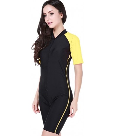 One-Pieces One Piece d Swimsuits Full Coverage Modest Swimsuits Surfing Suit Sunscreen Diving Suits - Women Yellow - CX18E470...