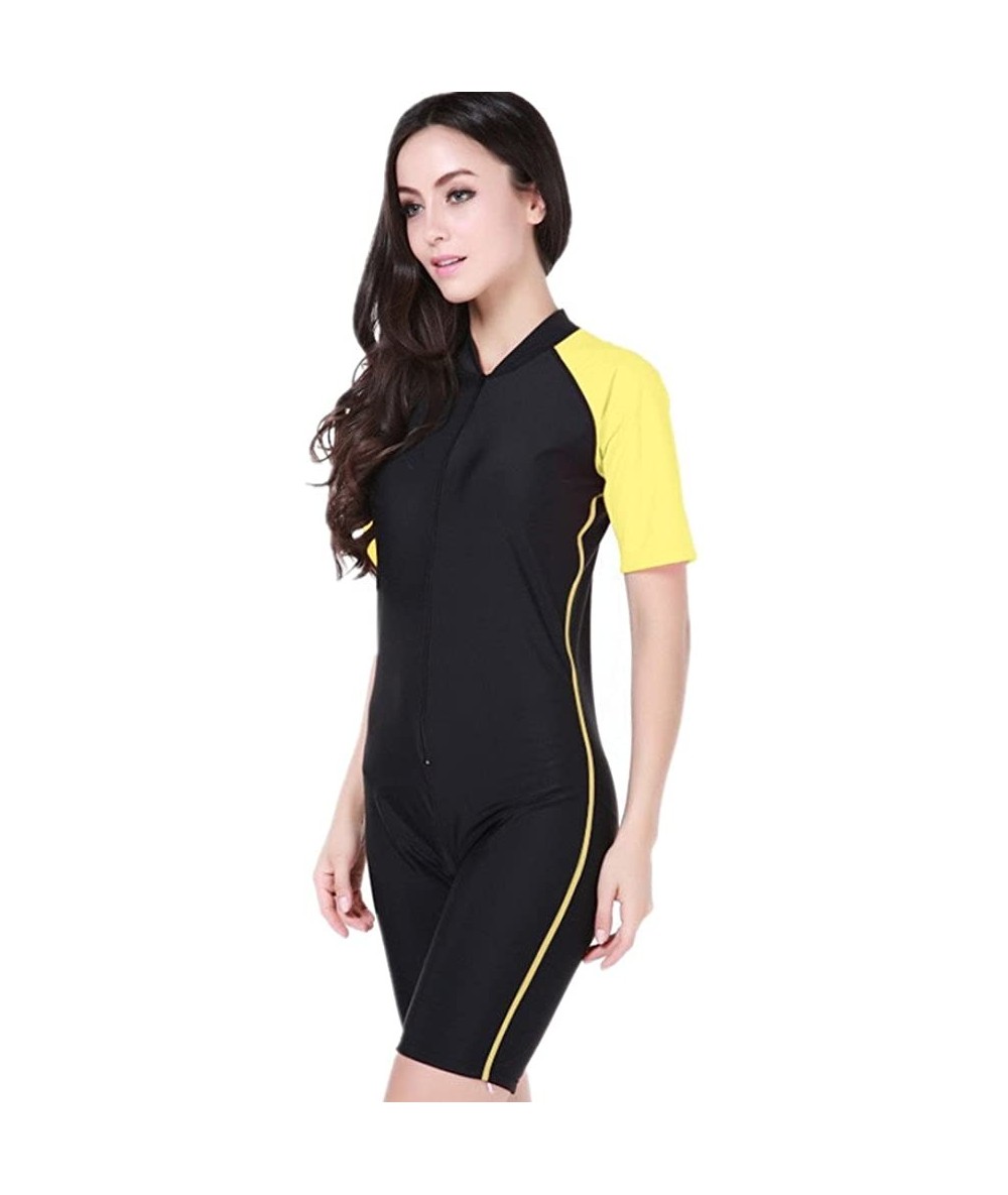 One-Pieces One Piece d Swimsuits Full Coverage Modest Swimsuits Surfing Suit Sunscreen Diving Suits - Women Yellow - CX18E470...