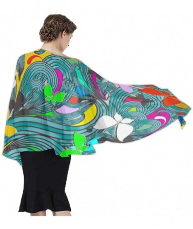 Cover-Ups Women Chiffon Scarf Shawl Wrap Sunscreen Beach Swimsuit Bikini Cover Up - Fantasy Colorful Butterfly - CR19CACSOOC ...