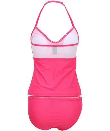 Tankinis Girl Juniors Active Sport Tankini Set - Designed in USA - Berry - CI184XXWZ0Q $68.16