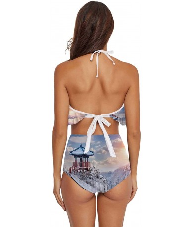 Sets Womens Two Piece Off Shoulder Ruffled Flounce Bathing Suit Portrait of Cartoon Crazy - Multi 22 - C9190E07DE5 $73.45