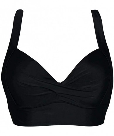 Sets Back Cross Push Up Underwire Vintage Bikini Top Sports Bra - Solid Black - CB182L4CNH7 $42.80