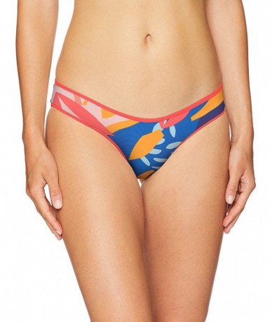 Bottoms Women's Sublime Reversible Signature Cut Bikini Bottom Swimsuit - Samba Bright Red/Blue Geo - CW18NAKKORG $76.57