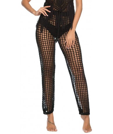 Cover-Ups Sexy Women Crochet Lace Hollow Out Bell-Bottoms Flared Trousers Pants - C-black - CJ18RQ6NRZK $40.33