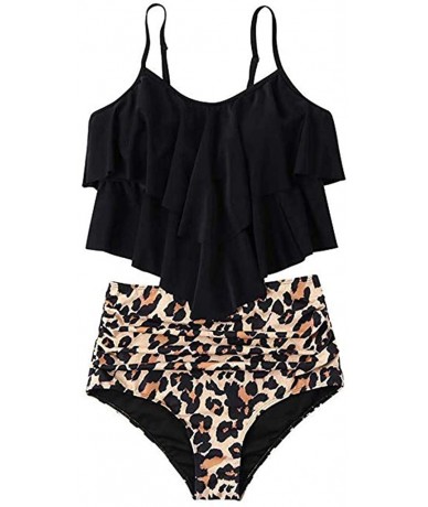 Sets Women Two Pieces Bathing Suits Top Ruffled with High Waisted Bottom Bikini Set Tankini Switmsuit - A - CE1960SW250 $29.90