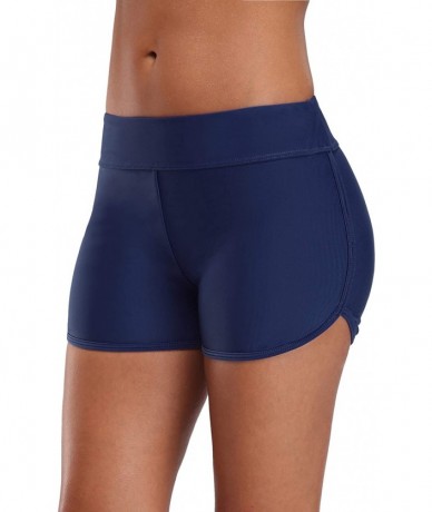 Bottoms Womens Solid Swim Shorts Stretch Board Shorts Swimsuit Bottoms - Blue Gray - C419COLD4WX $34.32