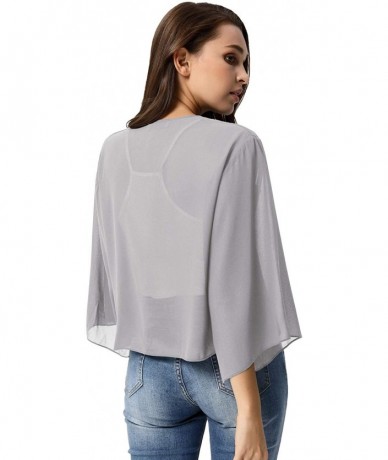 Cover-Ups Women Summer Cardigans Chiffon Loose Kimono Cardigan Capes Bolero Shrug S-XXL - Gray - C818AWHDA6O $36.86