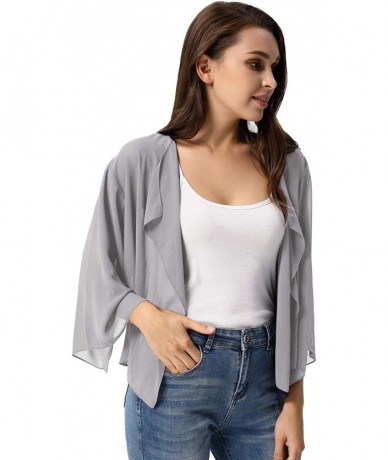 Cover-Ups Women Summer Cardigans Chiffon Loose Kimono Cardigan Capes Bolero Shrug S-XXL - Gray - C818AWHDA6O $36.86