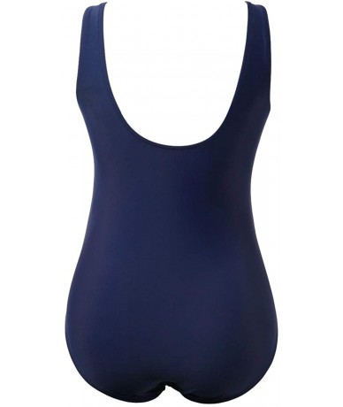 One-Pieces One Piece Maternity Swimsuit Tie Knot Front Swimwear Cutout Beachwear - Navy - CE18T4ENTZZ $31.00