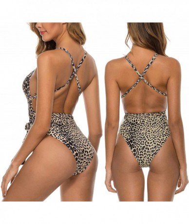 Sets Women's Padded One Piece Monokini Swimsuit Leopard Snakeskin Printed Bathing Suit with Cover Up Onepiece k leopard - CY1...