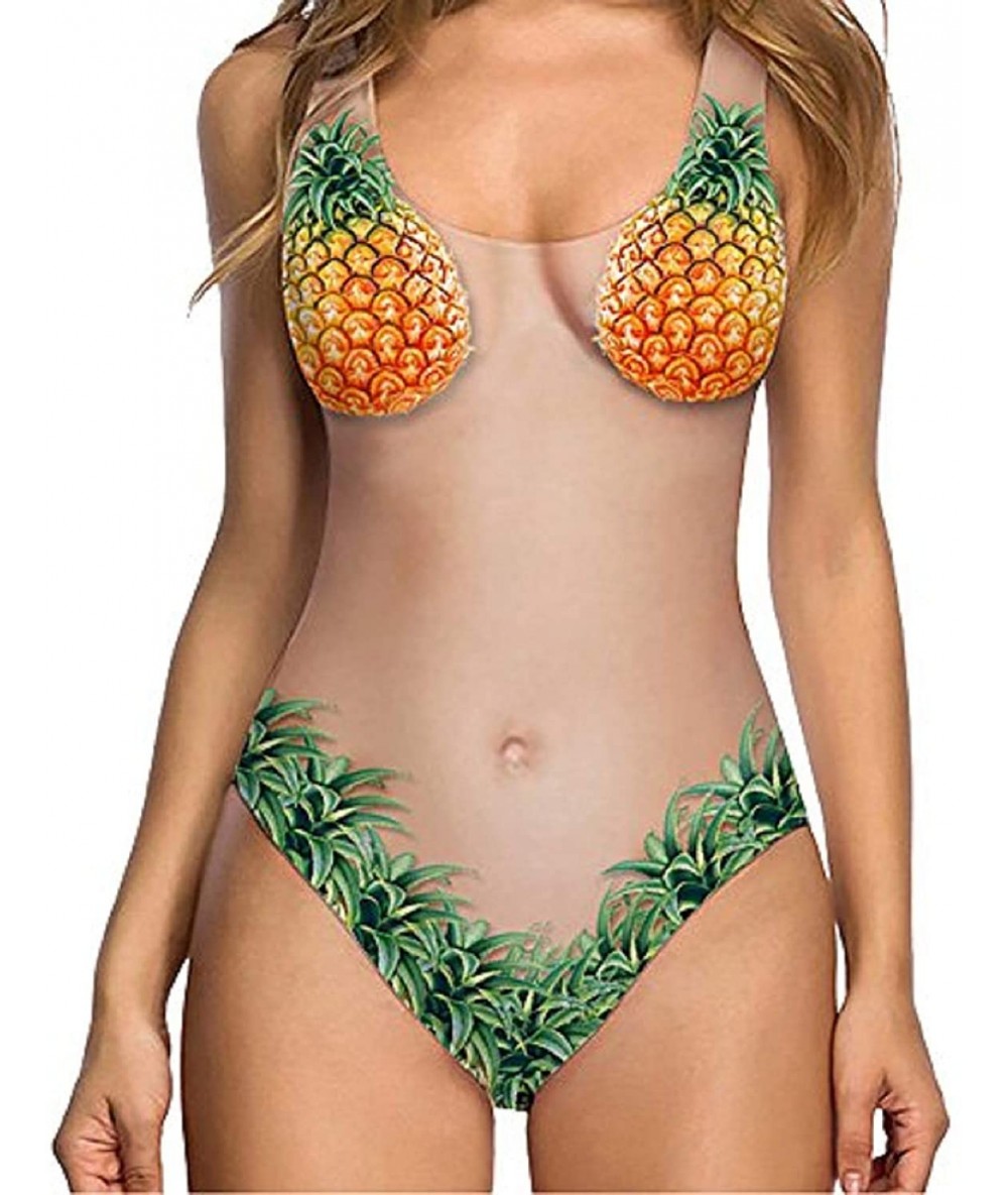 One-Pieces Women's One Piece Sexy 3D Fake Bikini Print Funny Swimsuits Bathing Suit Swimwear Monokini BingYELH (S- Orange 1) ...