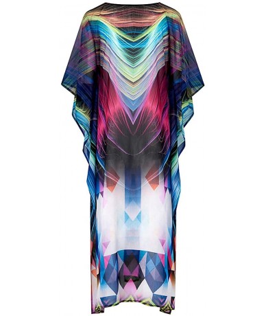 Cover-Ups Women's Swimwear Turkish Kaftans Swimsuit Cover up Caftan Beach Long Dress - Multicolor Print 5 - CP192USAKCS $43.83