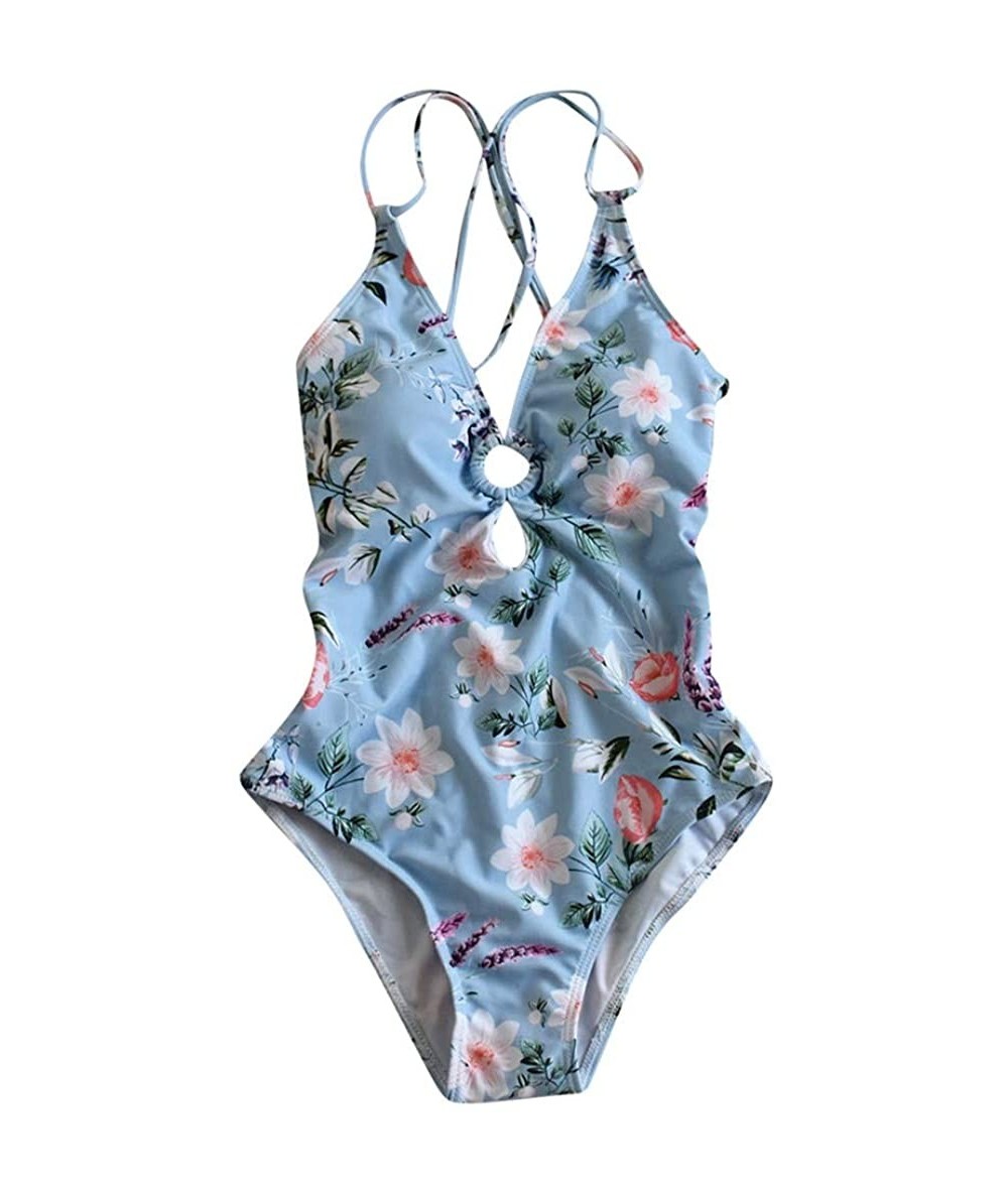 One-Pieces One Piece Monokini Swimsuits for Women Sexy Tummy Control Floral Print Bathing Suit Summer Beach Bikini Swimwear -...