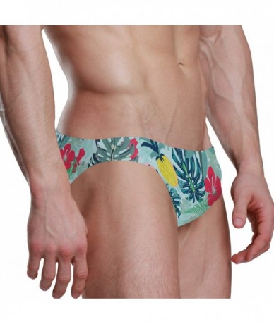 Racing Flamingo Pineapple Toucan Monstera Leaf Mens Swim Trunks Sport Swim Brief Thong Bikini Swimsuit - As Pattern - CZ18ZDL...