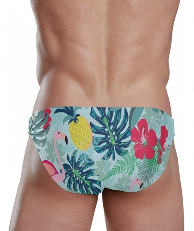 Racing Flamingo Pineapple Toucan Monstera Leaf Mens Swim Trunks Sport Swim Brief Thong Bikini Swimsuit - As Pattern - CZ18ZDL...