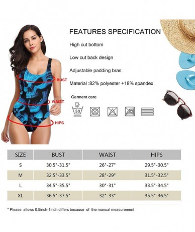 One-Pieces Women's Sexy Backless One Piece Swimsuit Black and Gold Stars Printed Swimwear for Women Black and Blue Cool Skull...