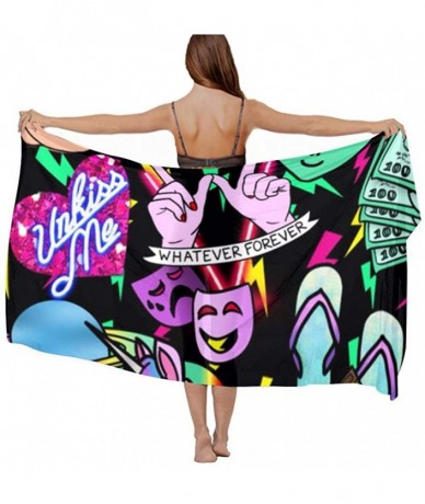 Cover-Ups Women Chiffon Scarf Summer Beach Wrap Skirt Swimwear Bikini Cover-up - Alien Grunge Unicorn - CO190HHRTGL $45.04