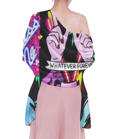 Cover-Ups Women Chiffon Scarf Summer Beach Wrap Skirt Swimwear Bikini Cover-up - Alien Grunge Unicorn - CO190HHRTGL $45.04