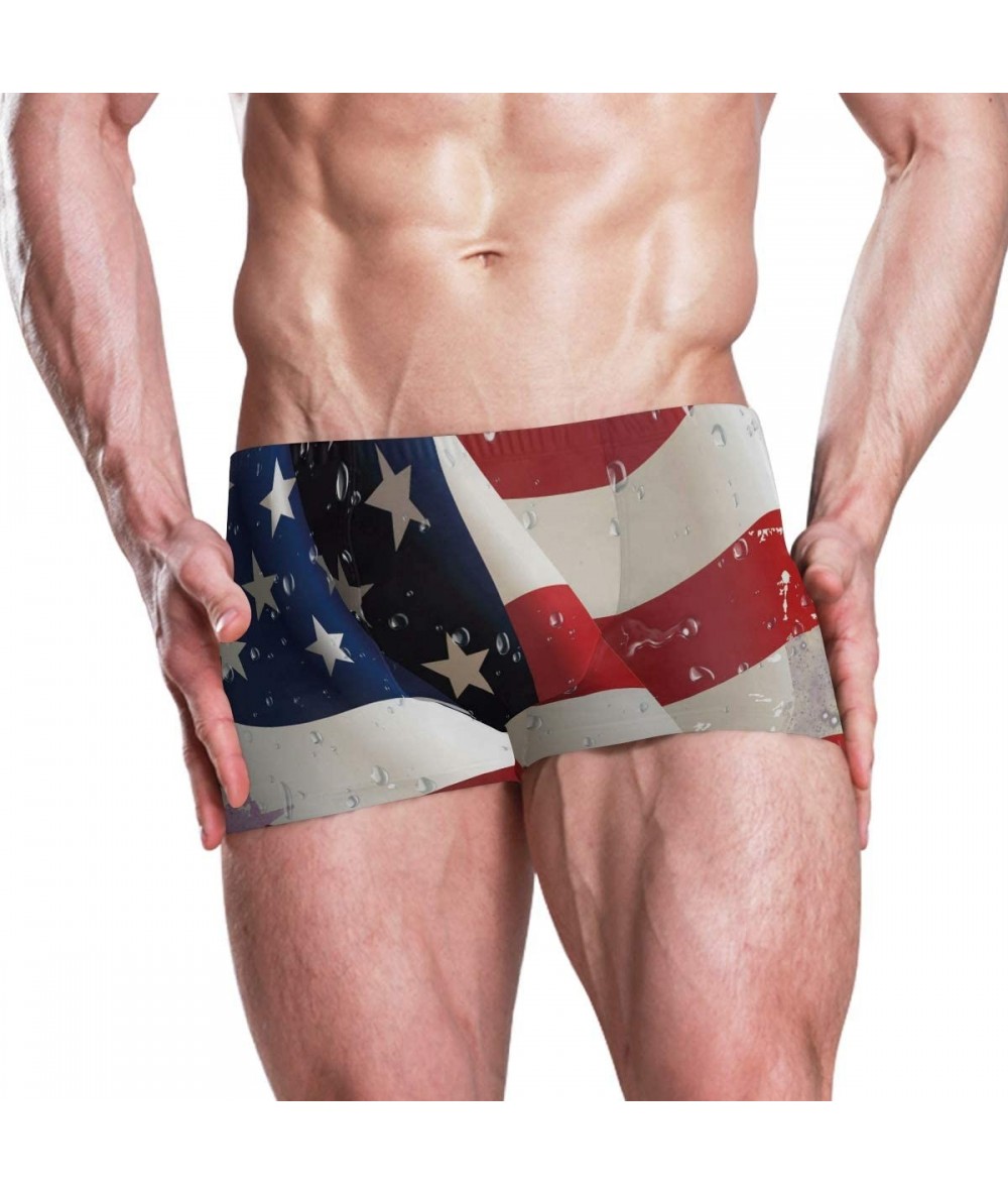 Briefs Graffiti Brazilian Flag Men's Swim Trunks Square Leg Swimsuit Swimwear Boxer Brief - American Flag - CE18TNXQ9RX $54.99