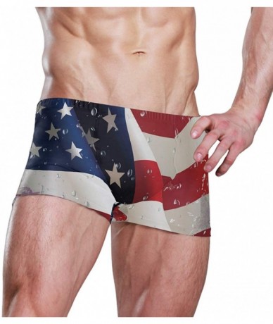 Briefs Graffiti Brazilian Flag Men's Swim Trunks Square Leg Swimsuit Swimwear Boxer Brief - American Flag - CE18TNXQ9RX $54.99