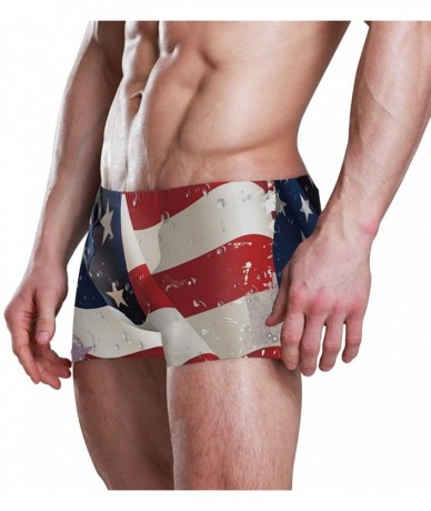 Briefs Graffiti Brazilian Flag Men's Swim Trunks Square Leg Swimsuit Swimwear Boxer Brief - American Flag - CE18TNXQ9RX $54.99