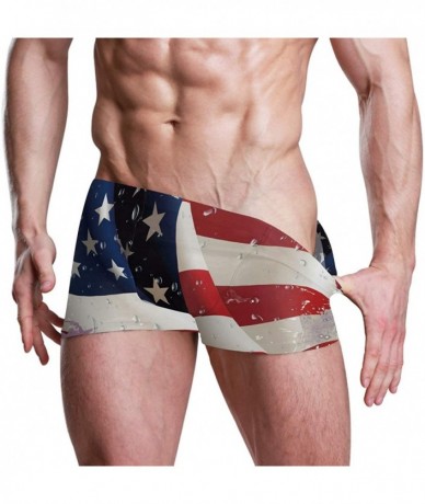 Briefs Graffiti Brazilian Flag Men's Swim Trunks Square Leg Swimsuit Swimwear Boxer Brief - American Flag - CE18TNXQ9RX $54.99