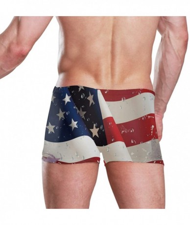 Briefs Graffiti Brazilian Flag Men's Swim Trunks Square Leg Swimsuit Swimwear Boxer Brief - American Flag - CE18TNXQ9RX $54.99