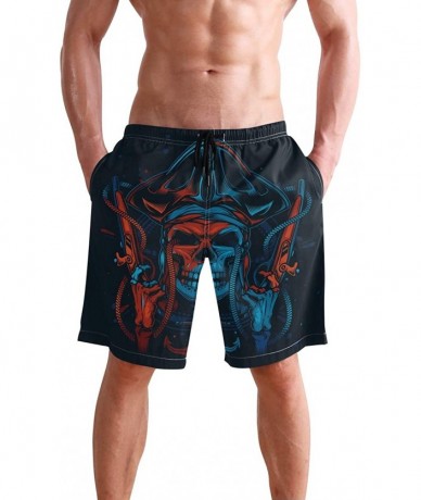 Racing Mens Swim Trunks Tropical Fruit Pineapple Beach Board Shorts - Skull Pirate - C918NX94LWH $49.38