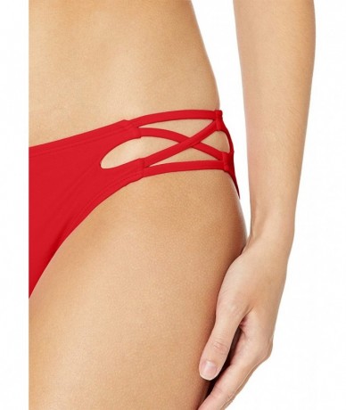 Tankinis Women's Strappy Lace Up Side Bikini Swim Bottom - Red - C818KXO483O $26.21