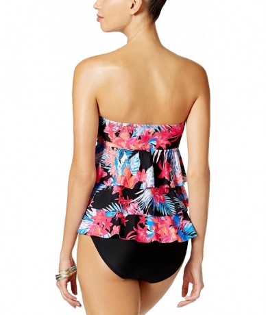 Tankinis Montage Gardens Tiered Tankini Top - Coral Floral - CB182XSCD5O $51.13