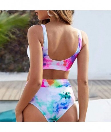 Sets Womens Dye Bikini Swimsuit High Waisted Two Piece Bathing Suits Padded Bikini Set Swimwear. - 1 - CB199XW75OD $45.41