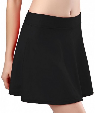 Bottoms Women's Skirted Bikini Built-in Bottom High Waist Swim Skirt Swimdress Swimsuit - Manhattan Black - C6186RDC44Y $35.67