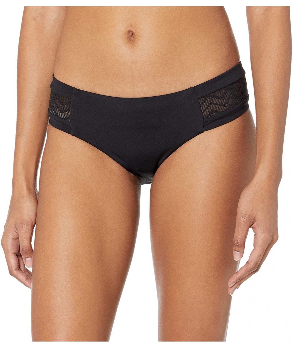 Tankinis Women's Hipster Bikini Bottom Swimsuit with Zig Zag Trim - Active Black - CY18T025EM7 $86.22