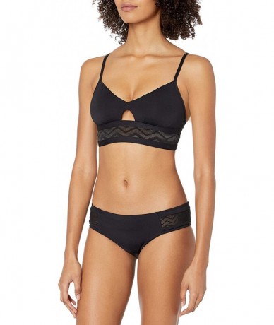 Tankinis Women's Hipster Bikini Bottom Swimsuit with Zig Zag Trim - Active Black - CY18T025EM7 $86.22