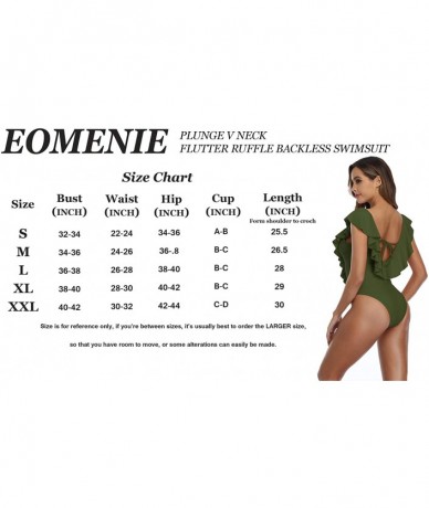 One-Pieces Women's One Piece Swimsuit Deep V-Neck Ruffle Monokini Swimwear Padded Bathing Suit - M-1 - CW193WUYG4K $51.21