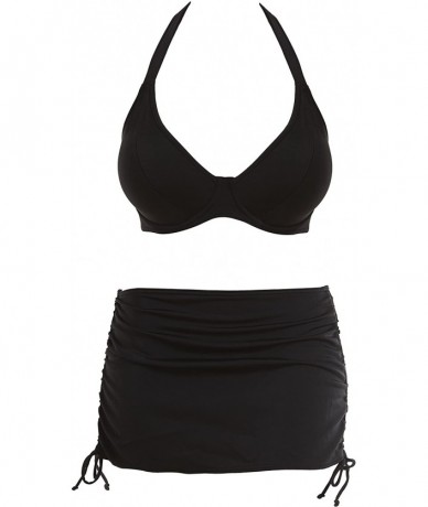 Bottoms Remix Skirted Bikini Bottom - Black - CJ128OZATRR $70.66