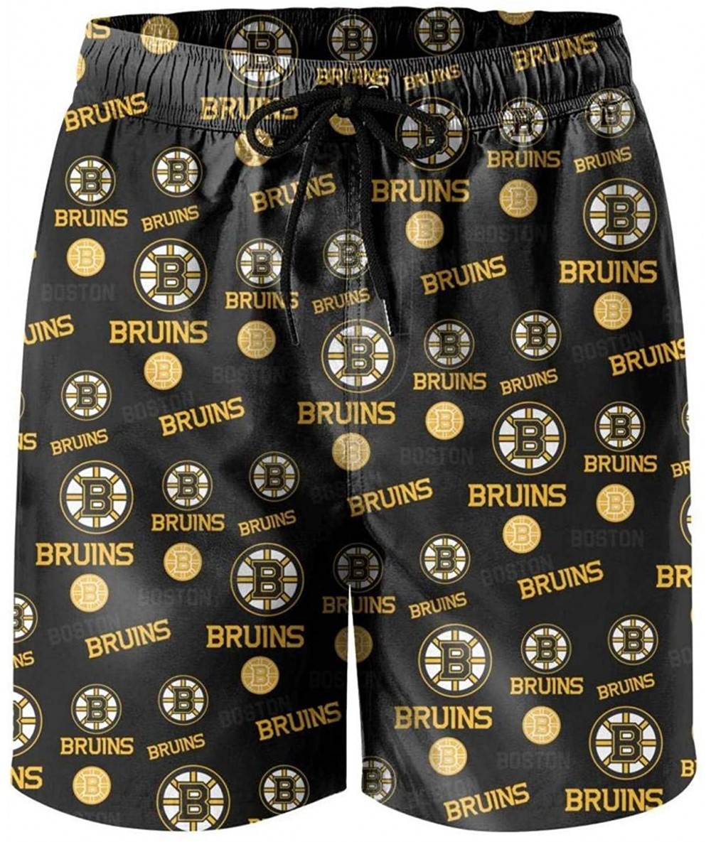 Board Shorts Mens Swim Trunk Quick Dry Loose Short Beachwear with Mesh Lining Pockets Beach Shorts - Nhl Boston Bruins-1 - CD...